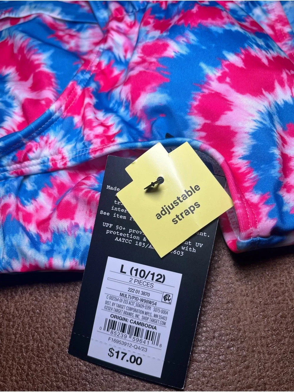NWT Art Class Girls Tankini Swimsuit Size L 10/12 Tie Dye Red White And Blue